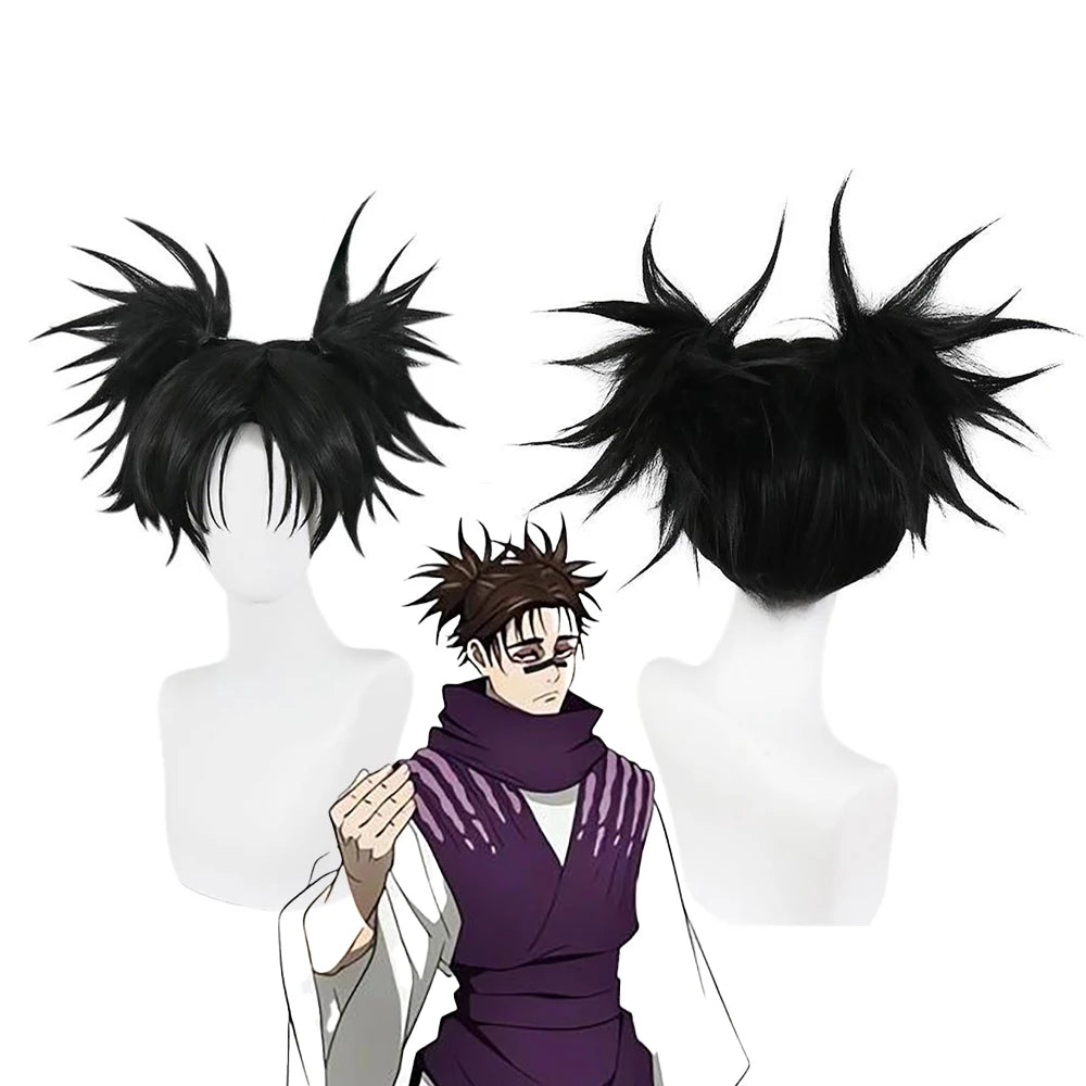 High-Quality ‌Anime Jujutsu Kaisen Choso Cosplay Synthetic Hair 14-Inch Double Ponytail High Braids Halloween Daily Party Wig