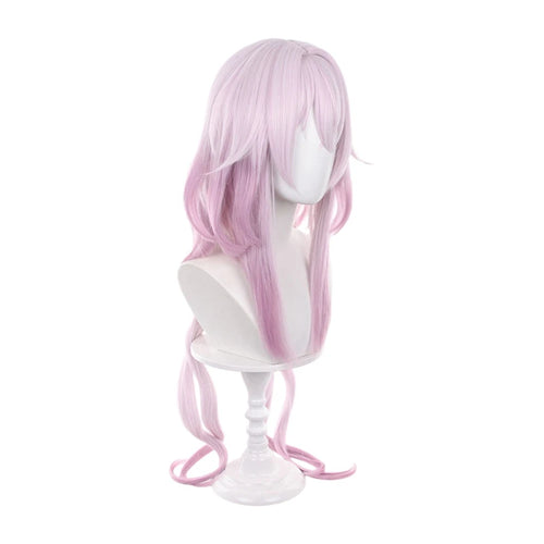 Anime Cosplay Evernight Wig Integrated Tow Tail Pink Gradient Synthetic Hair Peluca For Frieren Festival Role Play Props